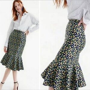 J. Crew Lemon Print Trumpet Skirt Size 0